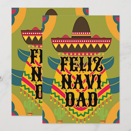 Cute feliz navidad christmas シーズンカード (正面/裏面)