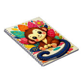 Cute Felt Monkey with Colorful Floral Leaves ノートブック (右側)