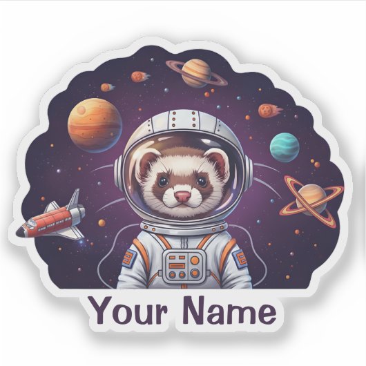 Cute Ferret Astronaut in Space  シール (正面)