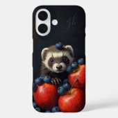 Cute Ferret Baby Animal Peeking Fruit Initials Case-Mate iPhoneケース (裏面)