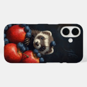 Cute Ferret Baby Animal Peeking Fruit Initials Case-Mate iPhoneケース (裏面 (横))