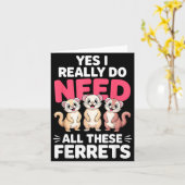 Cute Ferret Design For Men Women Kids Animal Ferre カード (黄色い花)