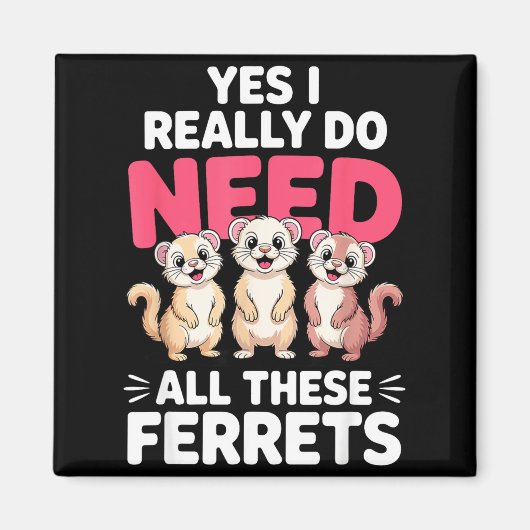 Cute Ferret Design For Men Women Kids Animal Ferre マグネット (正面)