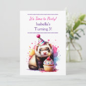 Cute Ferret Themed Girl's Birthday Party 招待状 (スタンド正面)