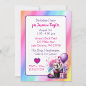 Cute Ferret Themed Girl's Birthday Party 招待状 (裏面)