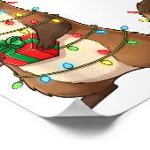 Cute Ferret Wrapped In Christmas Lights Holiday Xm ポスター (角)