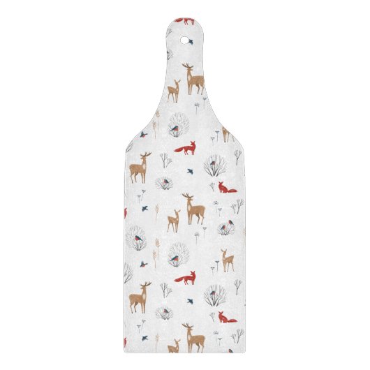 Cute Festive Animals Winter Christmas Pattern. カッティングボード (正面)