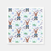 Cute Festive Blue Christmas Reindeer スタンダードカクテルナプキン (正面)