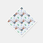 Cute Festive Blue Christmas Reindeer スタンダードカクテルナプキン (角)