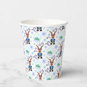 Cute Festive Blue Christmas Reindeer 紙コップ (裏面)