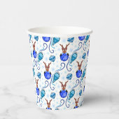 Cute Festive Blue Christmas Reindeer 紙コップ (右)