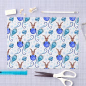 Cute Festive Blue Christmas Reindeer 薄葉紙 (クラフト)