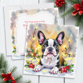 Cute Festive Boston Terrier Personalized Christmas シーズンカード
