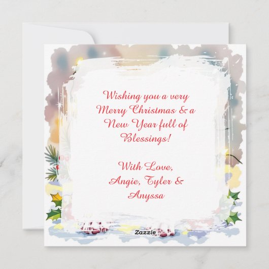 Cute Festive Boston Terrier Personalized Christmas シーズンカード (裏面)