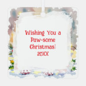 Cute Festive Boston Terrier Personalized Christmas メタルオーナメント (裏面)