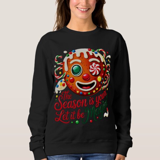 Cute Festive Christmas Cookie Crewneck Gift スウェットシャツ (正面)
