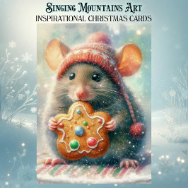 Cute Festive Christmas Mouse With Cookie Christian シーズンカード