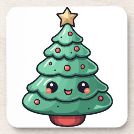 Cute Festive Christmas Tree Design コースター
