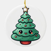 Cute Festive Christmas Tree Design セラミックオーナメント (裏面)