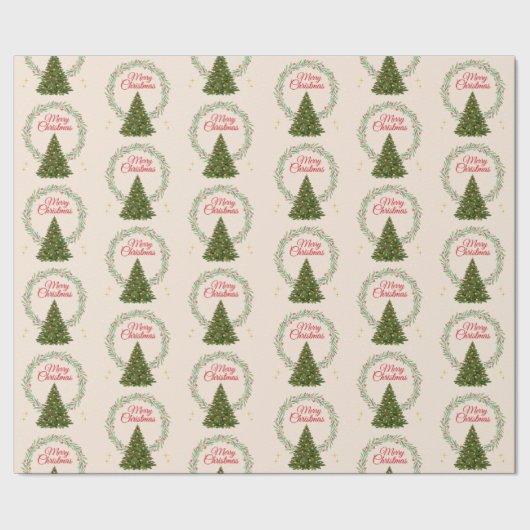 Cute Festive Christmas Tree Print Gift Wrapping ラッピングペーパー (シーム)
