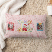 Cute Festive Collage with Pastel Holiday Frames ランバークッション (ブランケット)