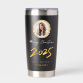 Cute Festive Custom Name Photo Christmas Gift  保温保冷タンブラー (正面)