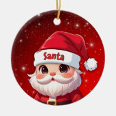 Cute Festive Customizable Red Santa Gift Tag 🎅🎄 セラミックオーナメント (正面)