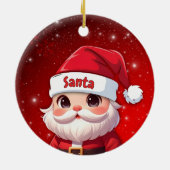 Cute Festive Customizable Red Santa Gift Tag 🎅🎄 セラミックオーナメント (裏面)