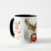 cute festive deer happy new year 2026 coffee mug マグカップ (正面左)
