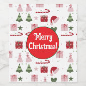 Cute festive editable Merry Christmas ワインラベル (シングルラベル)
