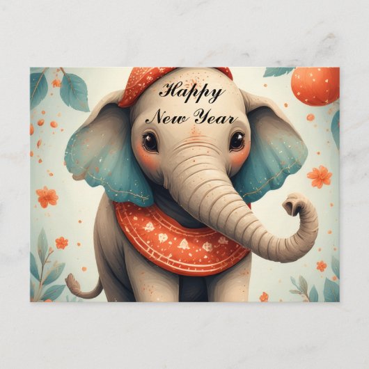 Cute Festive Elephant  ポストカード (正面)