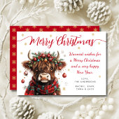 Cute Festive Highland Cow Merry Christmas シーズンカード