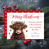 Cute Festive Highland Cow Merry Christmas シーズンカード
