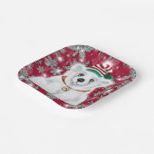 Cute festive holiday Polar bear glitter snowflakes ペーパープレート (傾斜あり)