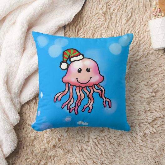 Cute Festive Jellyfish Cartoon クッション (ブランケット)