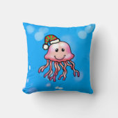 Cute Festive Jellyfish Cartoon クッション (正面)