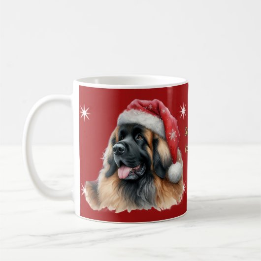 Cute Festive Leonberger Santa Mug コーヒーマグカップ (左)