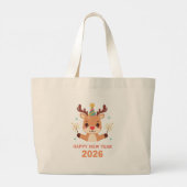 cute festive new year 2026 tote bag ラージトートバッグ (裏面)