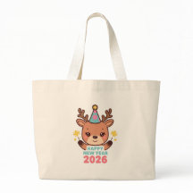 cute festive new year 2026 tote bag