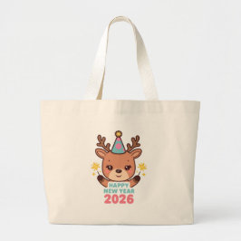 cute festive new year 2026 tote bag ラージトートバッグ