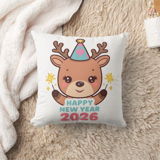 cute festive new year pillow 2026 クッション (ブランケット)