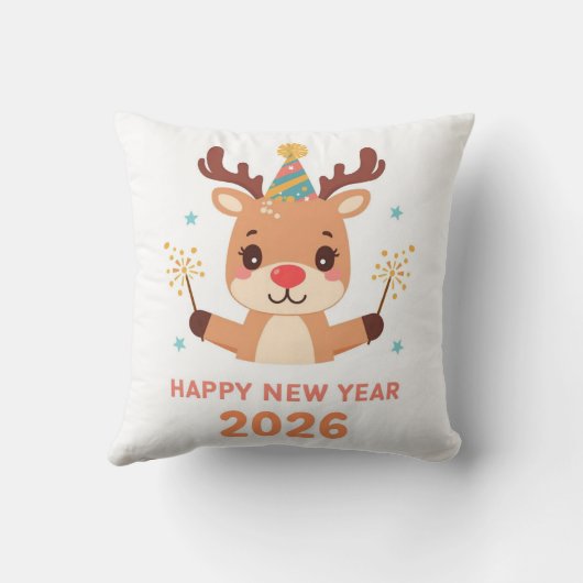 cute festive new year pillow 2026 クッション (裏面)