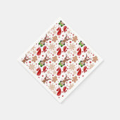 Cute Festive Red Christmas Reindeer スタンダードカクテルナプキン (角)