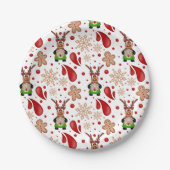 Cute Festive Red Christmas Reindeer ペーパープレート (正面)