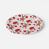 Cute Festive Red Christmas Reindeer ペーパープレート (アングル)