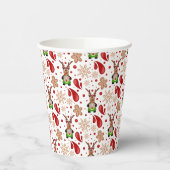 Cute Festive Red Christmas Reindeer 紙コップ (左)