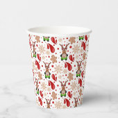 Cute Festive Red Christmas Reindeer 紙コップ (右)