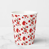 Cute Festive Red Christmas Reindeer 紙コップ (左)