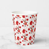 Cute Festive Red Christmas Reindeer 紙コップ (右)