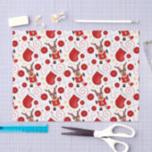 Cute Festive Red Christmas Reindeer 薄葉紙 (クラフト)